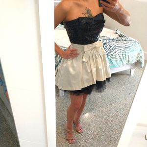 Betsey Johnson strapless evening prom cocktail dress with bow and sequins